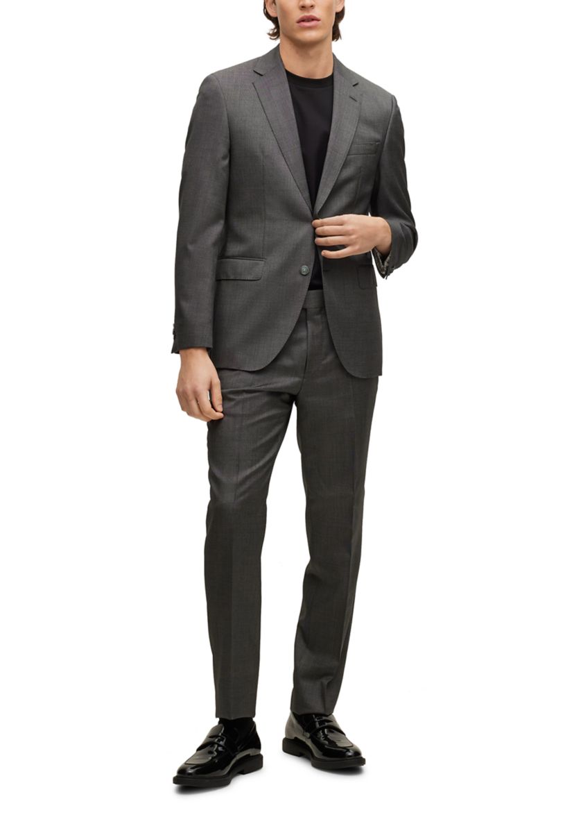 Slim Fit Micro Pattern Virgin Wool Coat