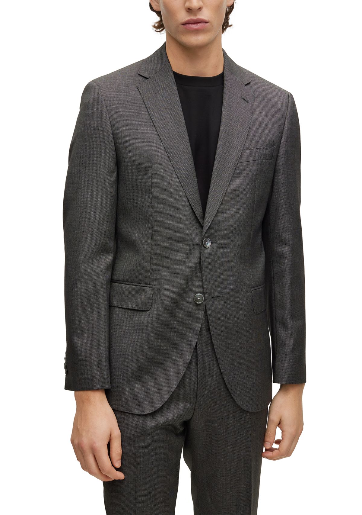 Slim Fit Micro Pattern Virgin Wool Coat