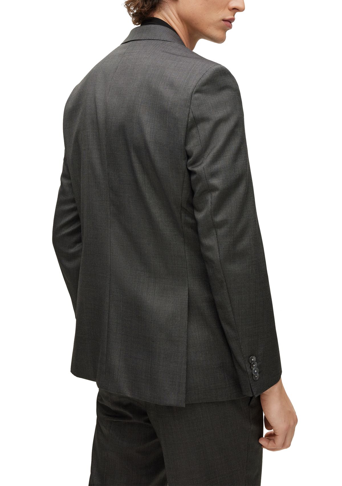 Slim Fit Micro Pattern Virgin Wool Coat