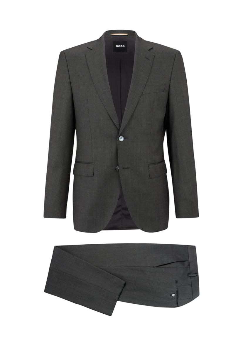 Slim Fit Micro Pattern Virgin Wool Coat