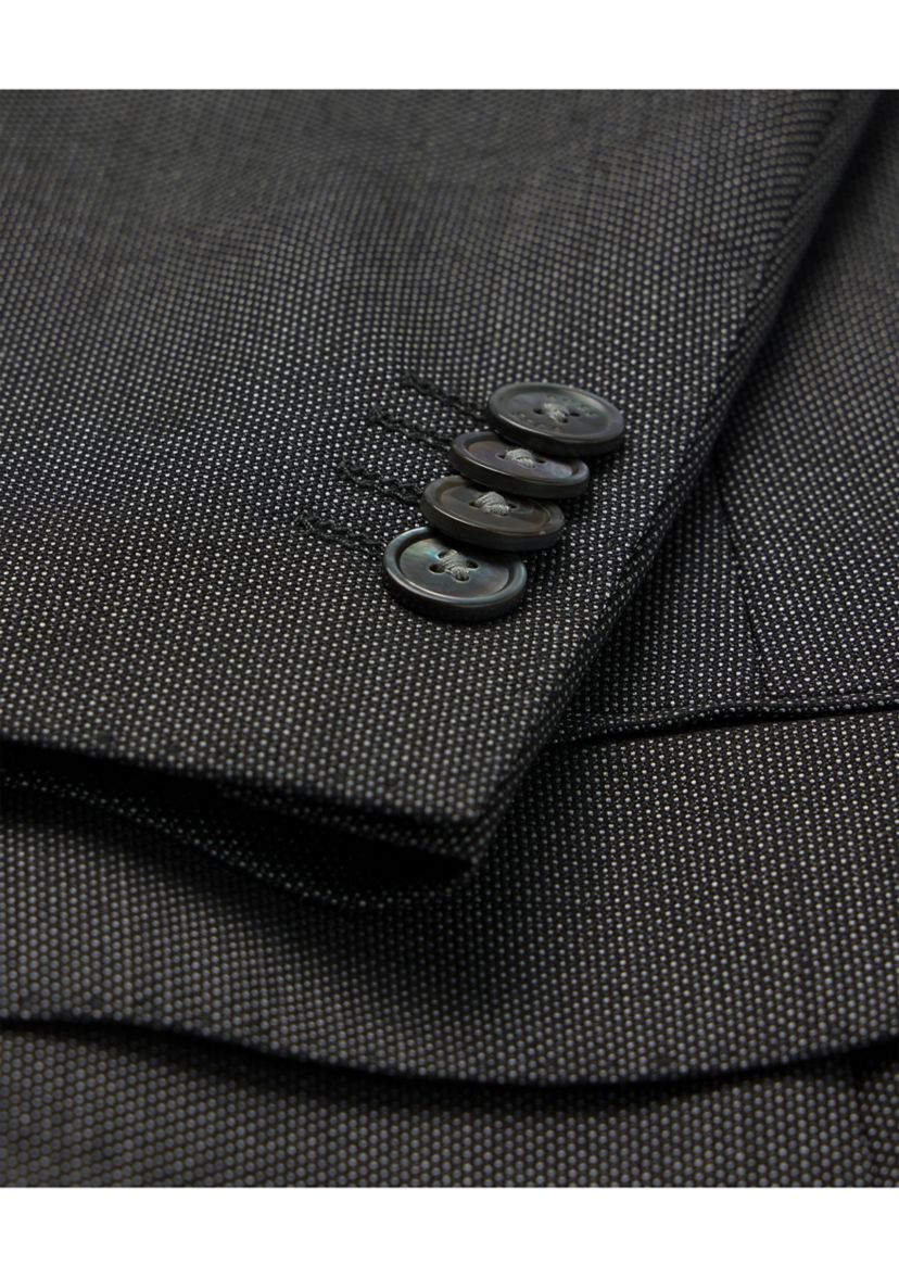 Slim Fit Micro Pattern Virgin Wool Coat