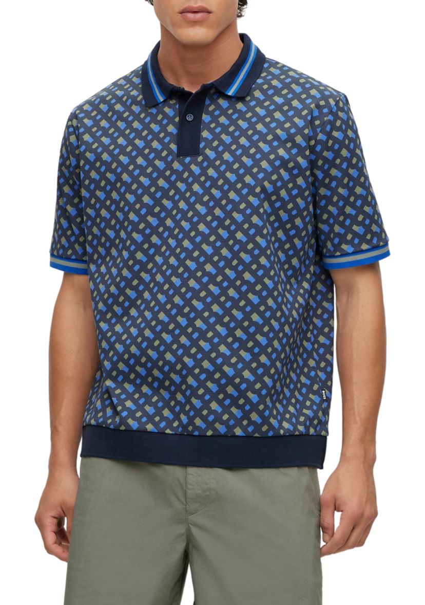Mens Short Sleeve Printed Polo Shirt 
