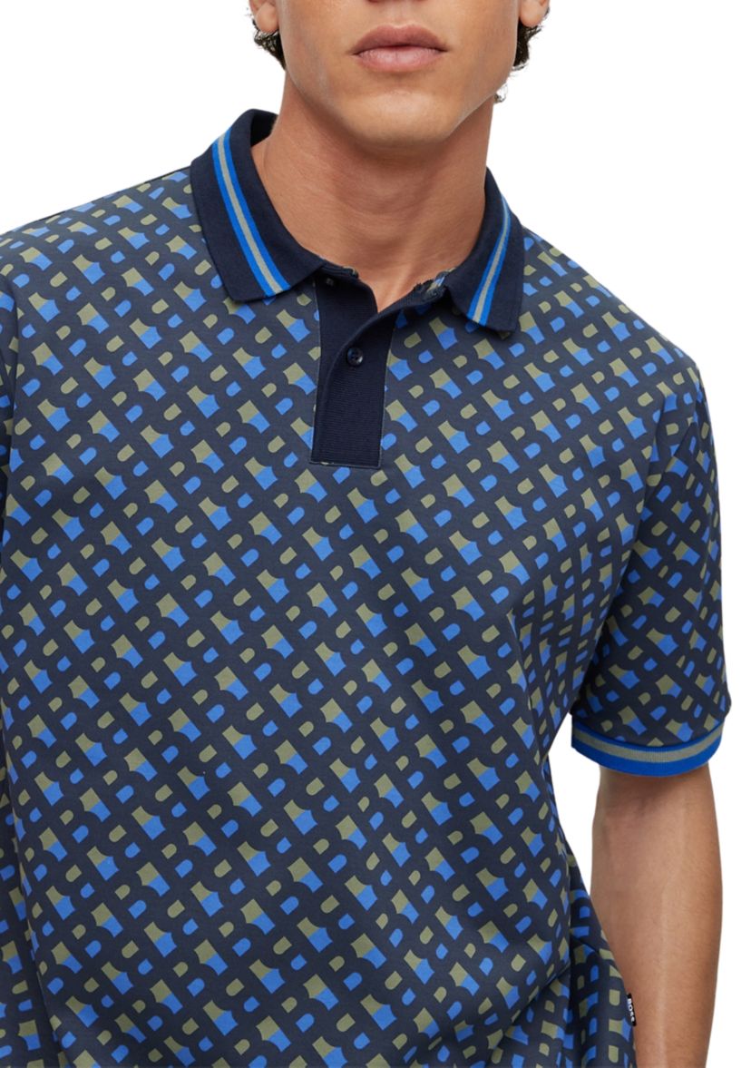 Mens Short Sleeve Printed Polo Shirt 