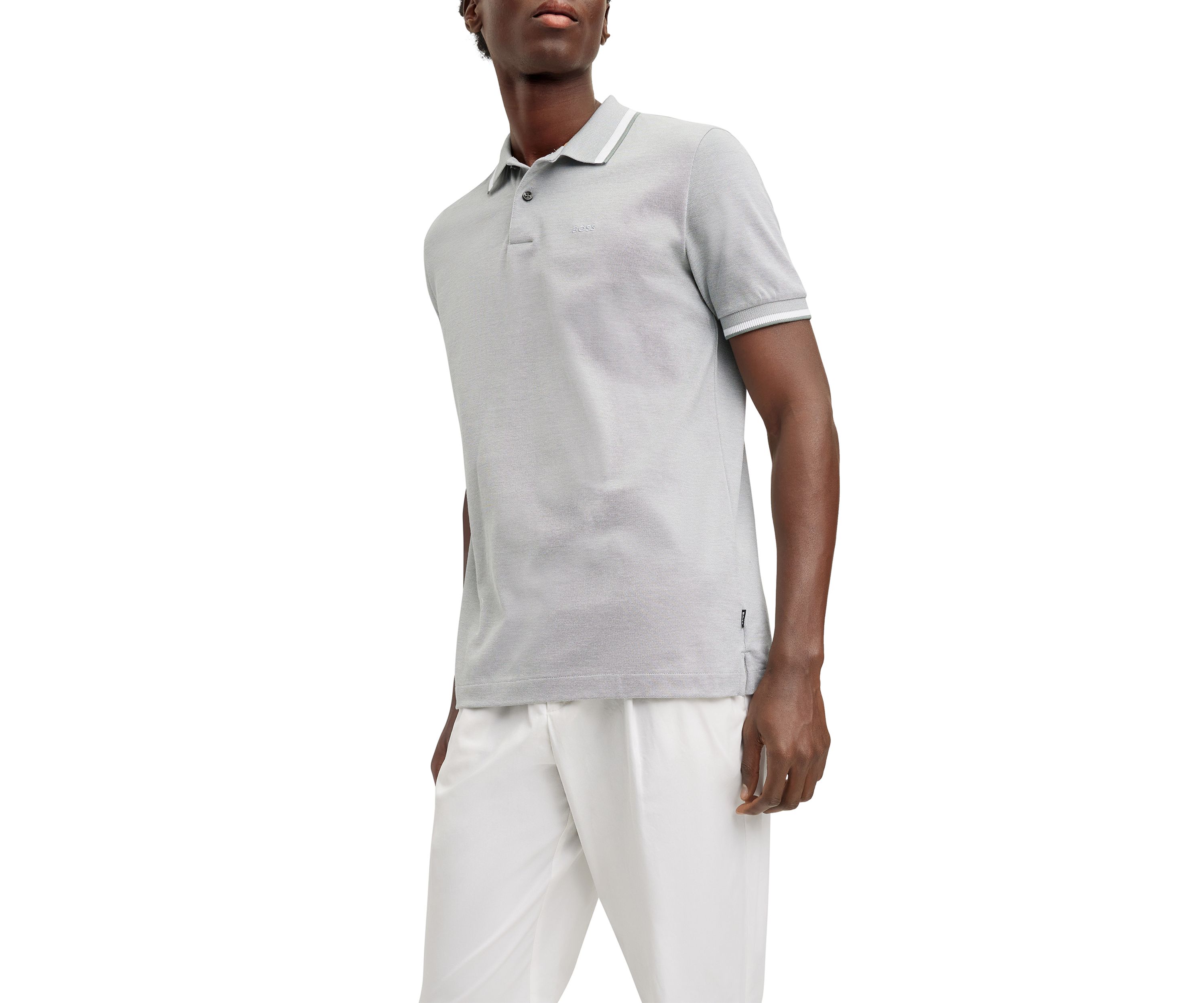 Mens Short Sleeve Solid Tipped Polo Shirt 