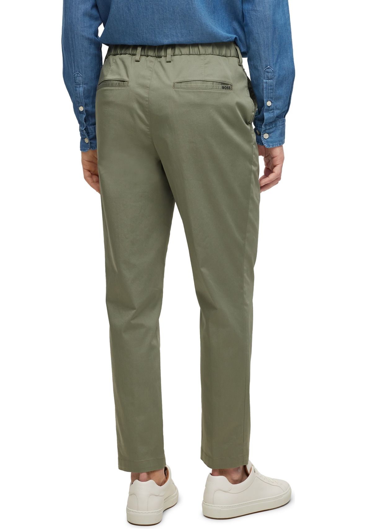 Mens Straight Leg Back Elastic Waistband Pants