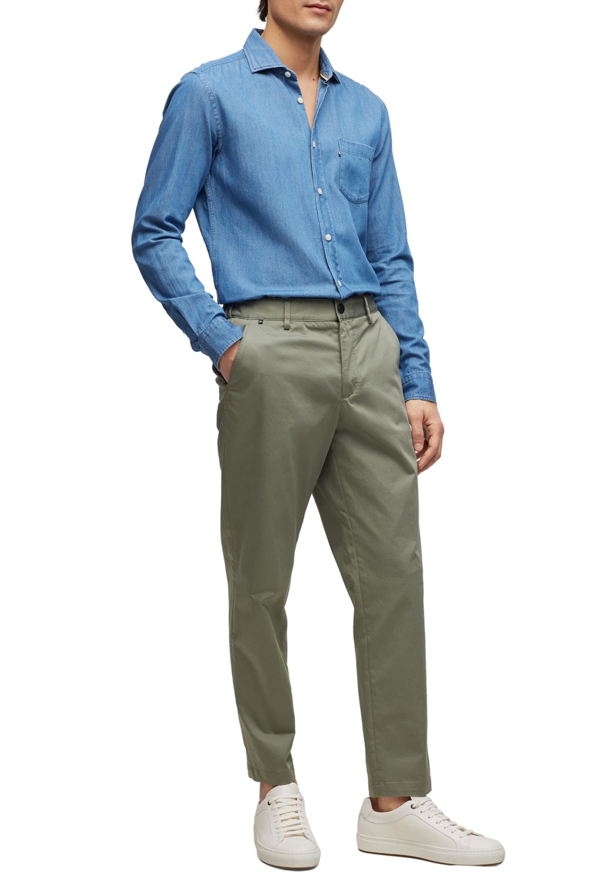 Mens Straight Leg Back Elastic Waistband Pants