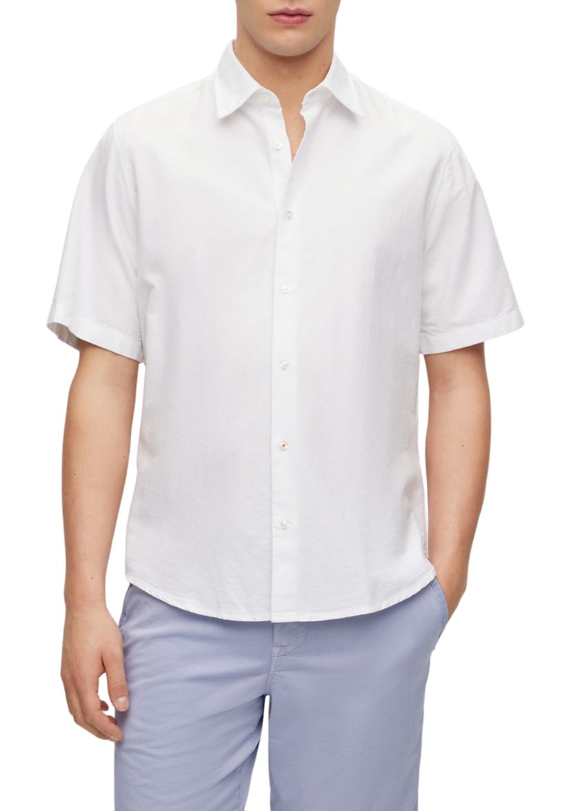 Mens Short Sleeve Solid Oxford Woven Shirt