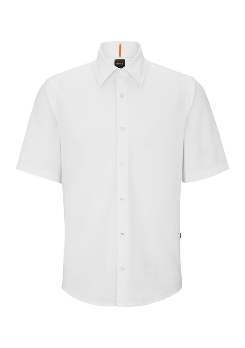 Mens Short Sleeve Solid Oxford Woven Shirt