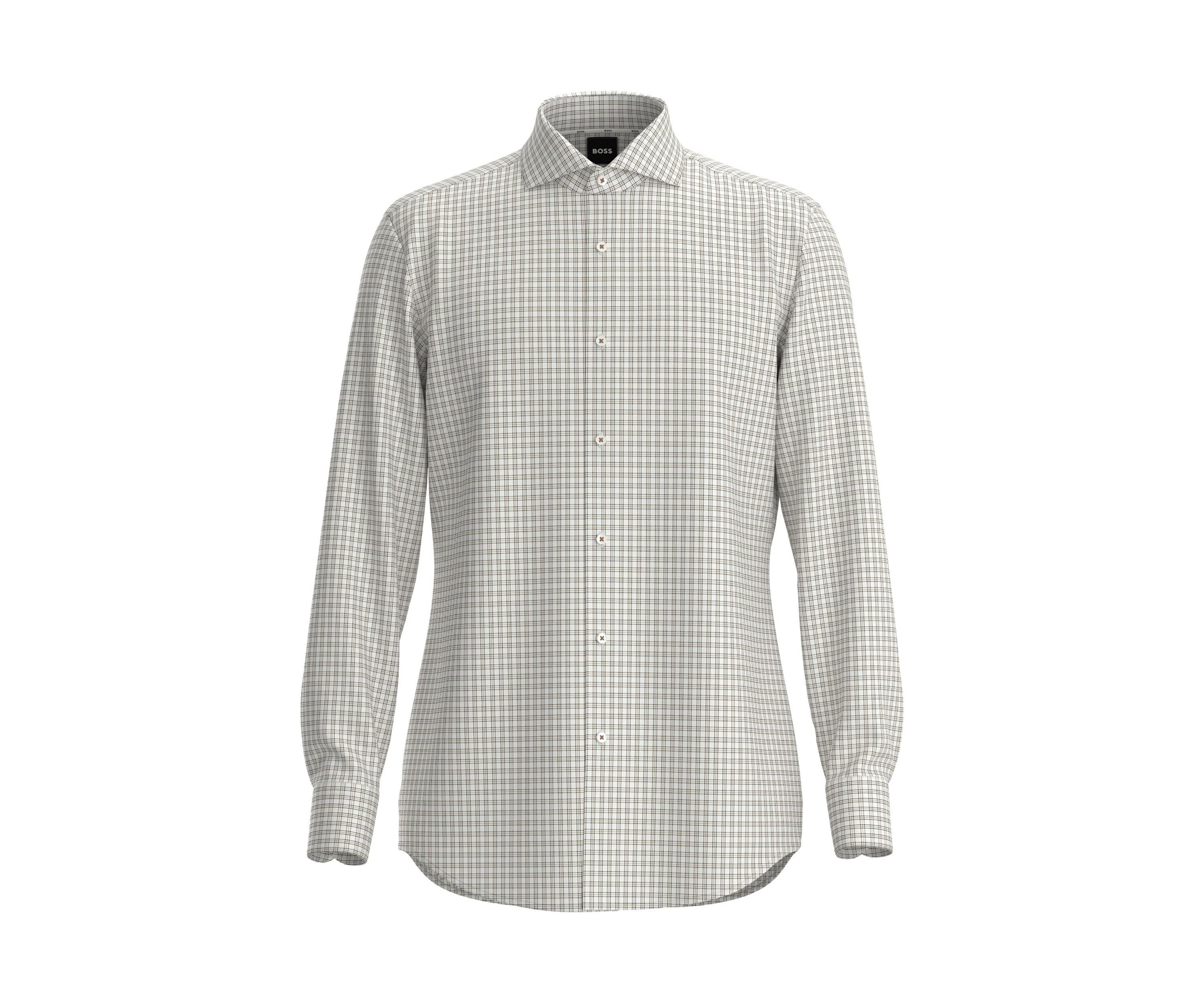 Mens Long Sleeve Check Dress Shirt 