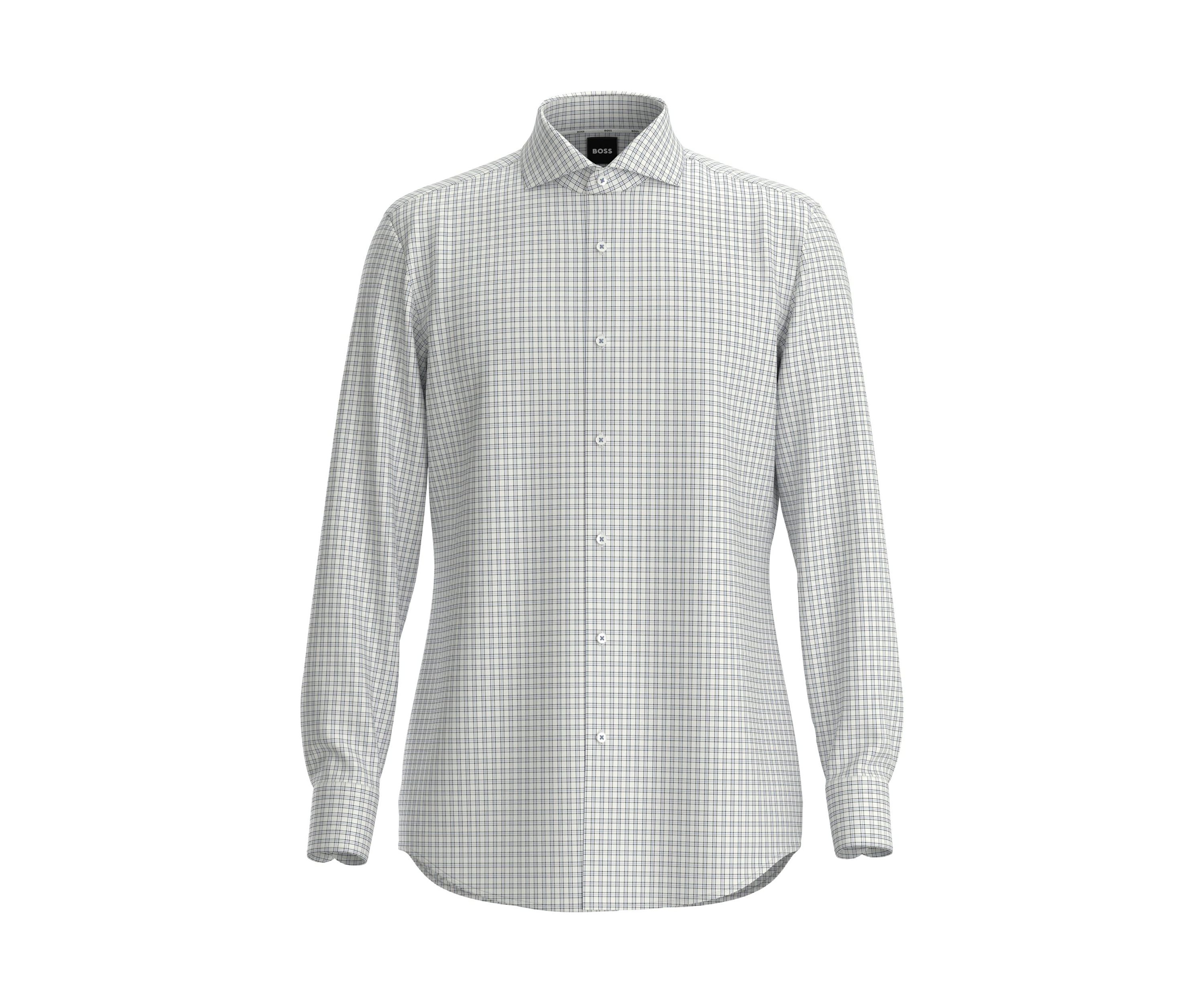 	  Mens Long Sleeve Check Dress Shirt 