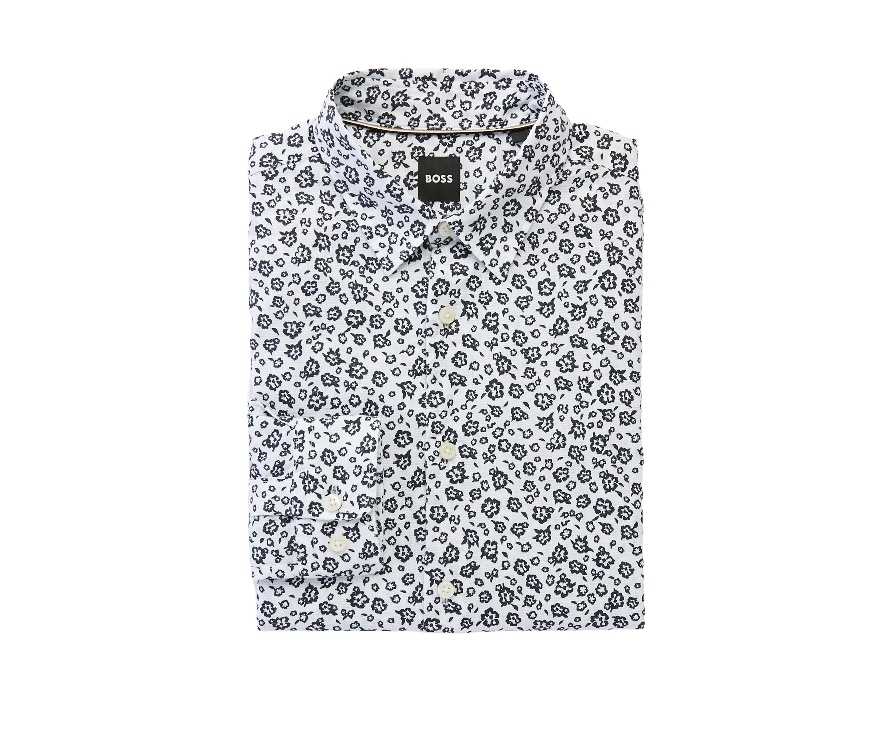 Mens Linen Mix Print Shirt
