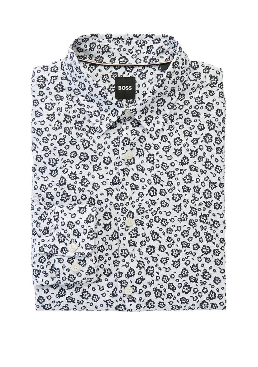 Mens Linen Mix Print Shirt