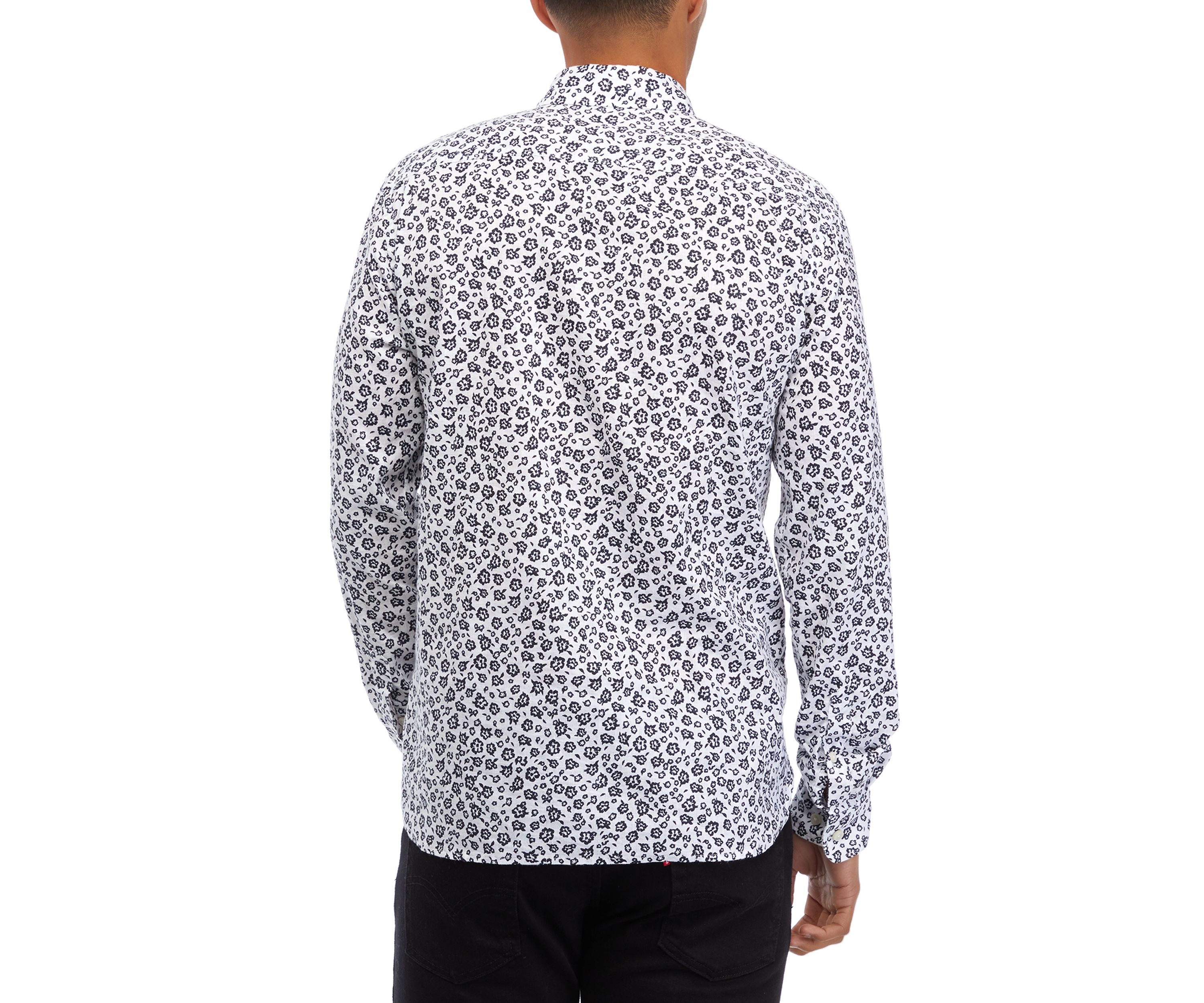 Mens Linen Mix Print Shirt