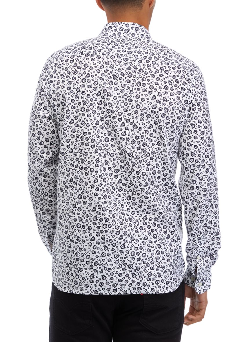 Mens Linen Mix Print Shirt