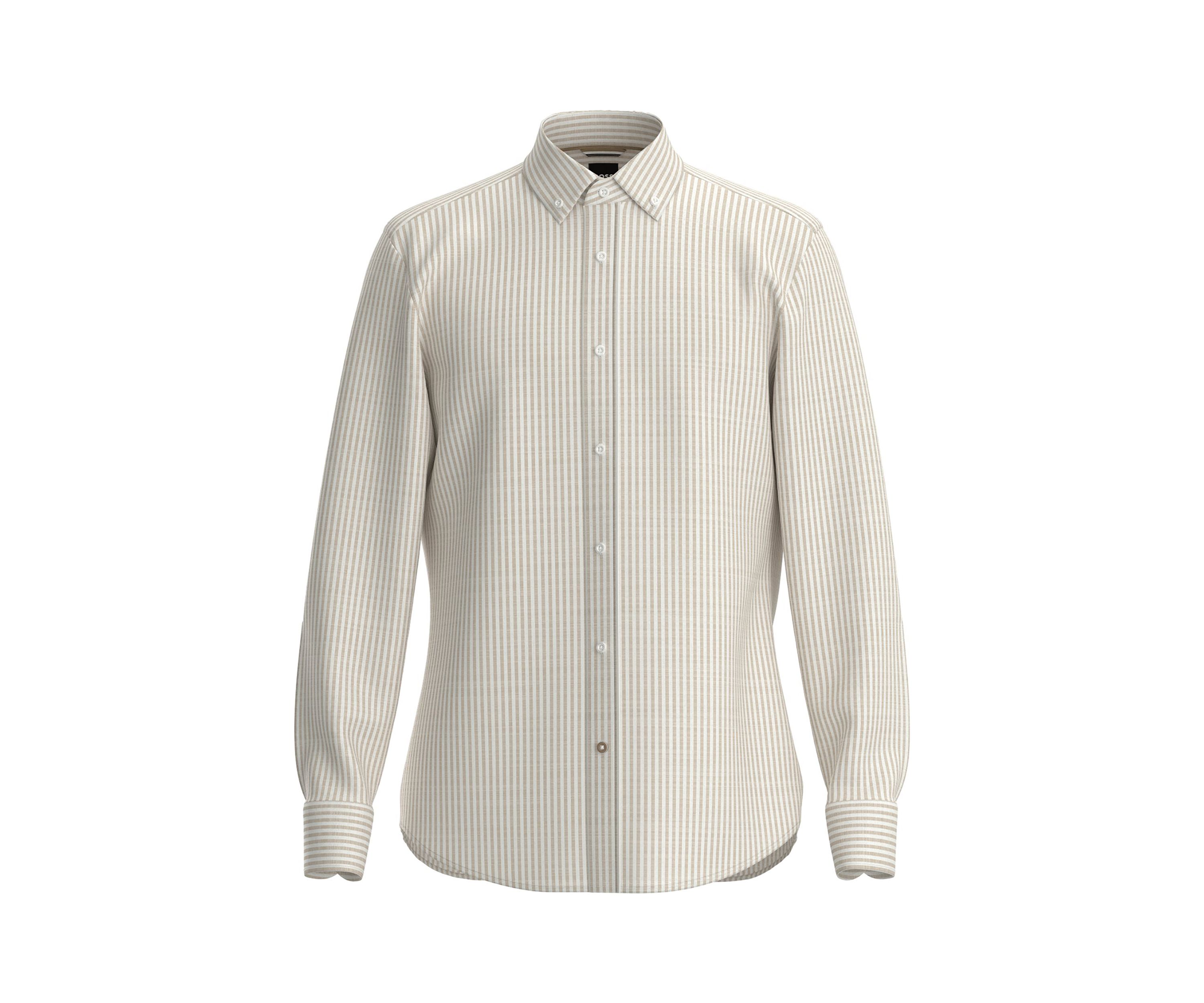 Mens Long Sleeve Striped Dress Shirt