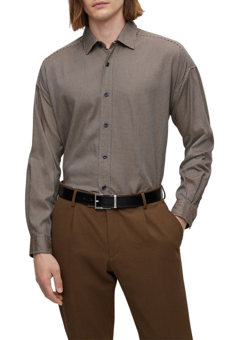 Mens Relaxed Fit Houndstooth Shirt