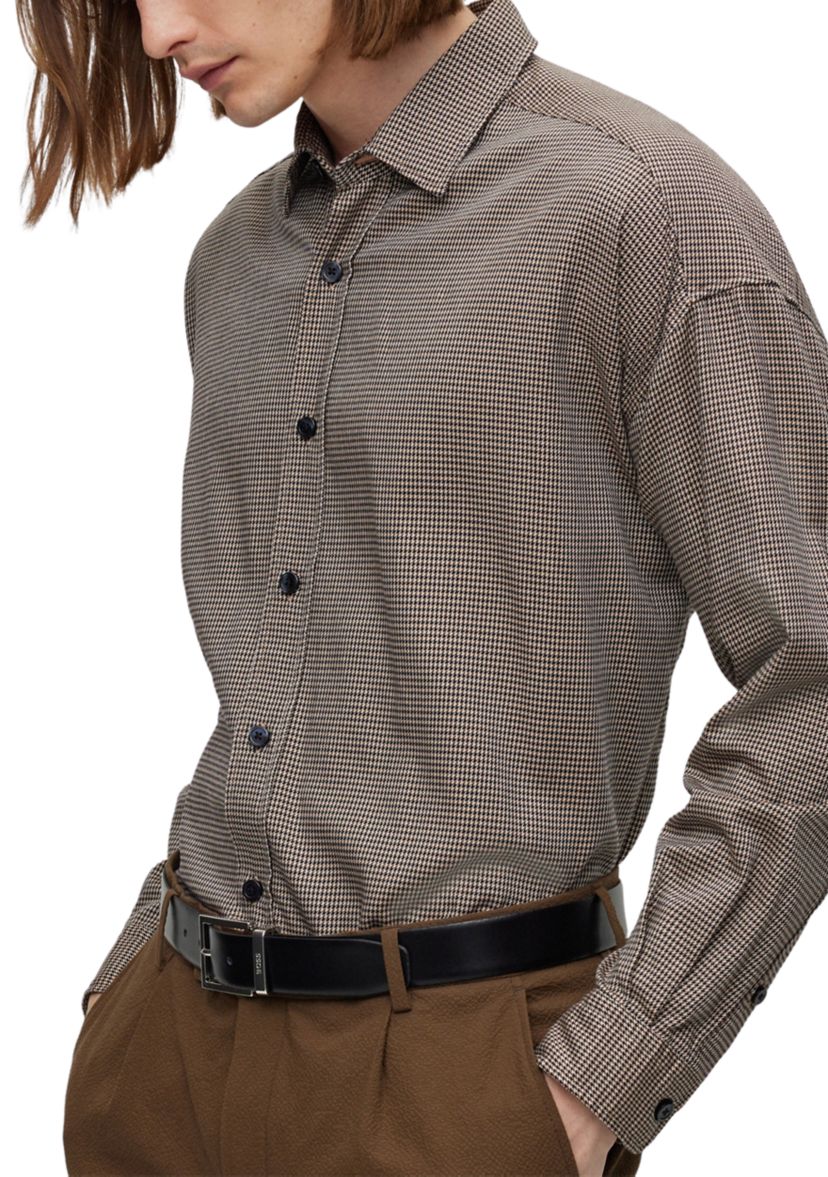 Mens Relaxed Fit Houndstooth Shirt
