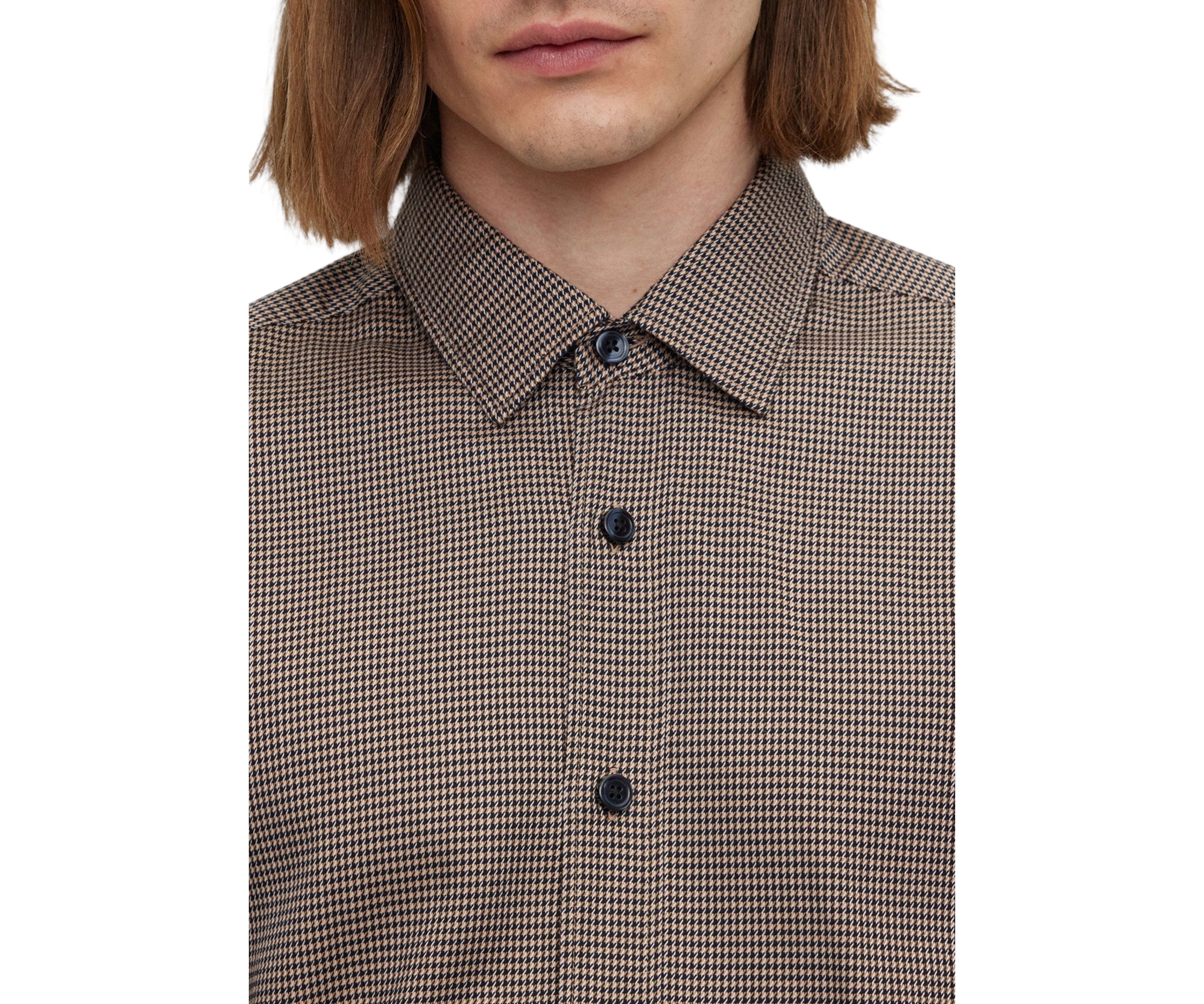 Mens Relaxed Fit Houndstooth Shirt