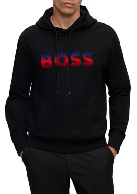 Hugo Boss DARK PINK Men's Color Block Logo Tape Zip Up Sweatshirt, US Large