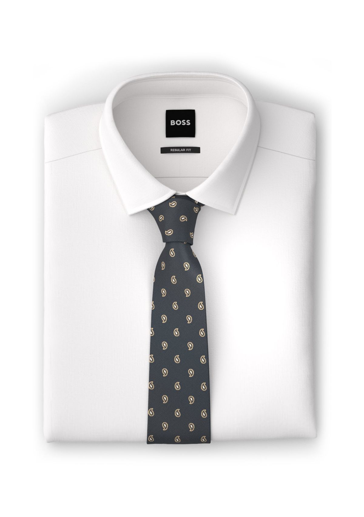 Medium Gray Paisley Printed Tie