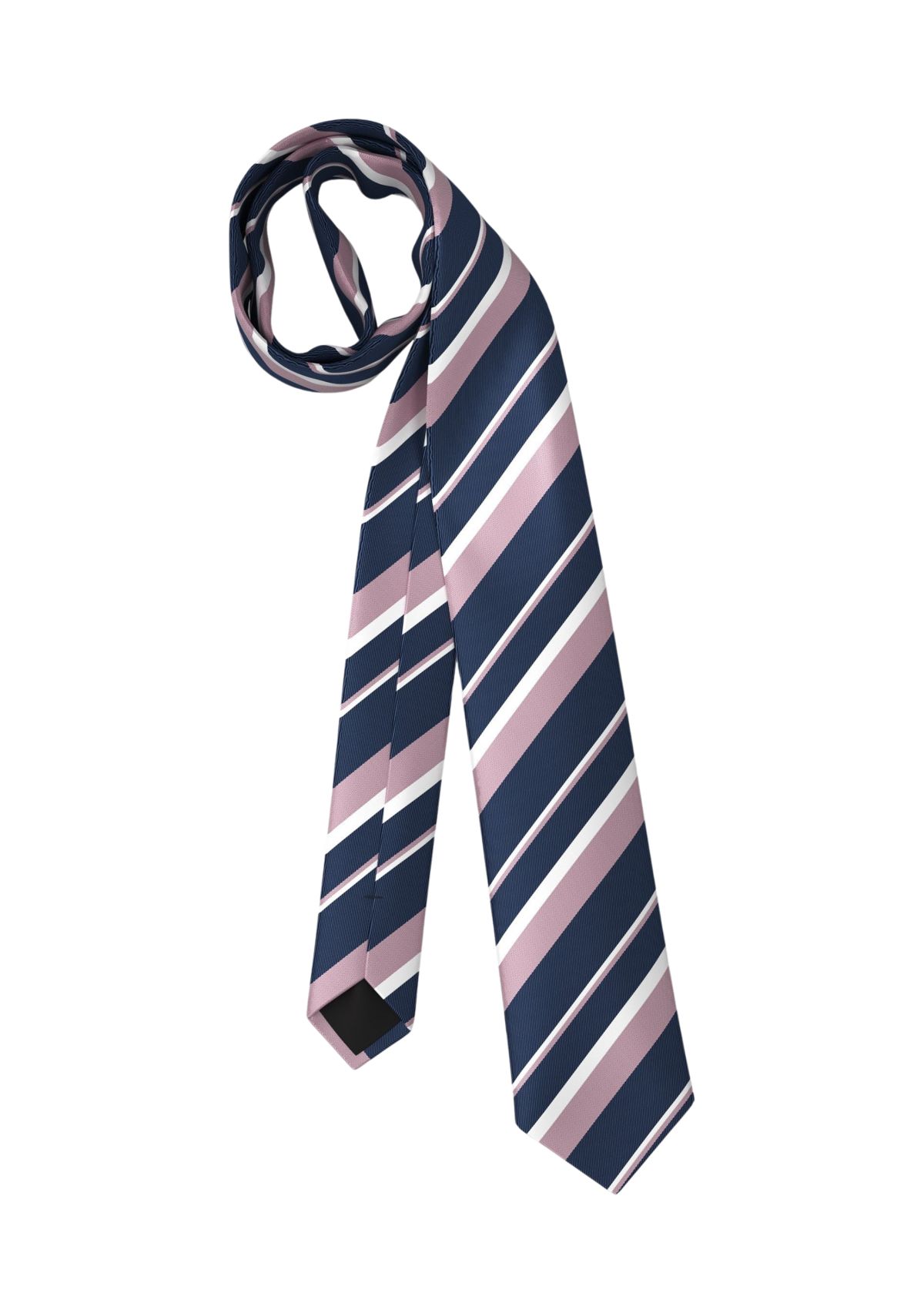 Striped Pastel Pink and Navy Blue Silk Tie