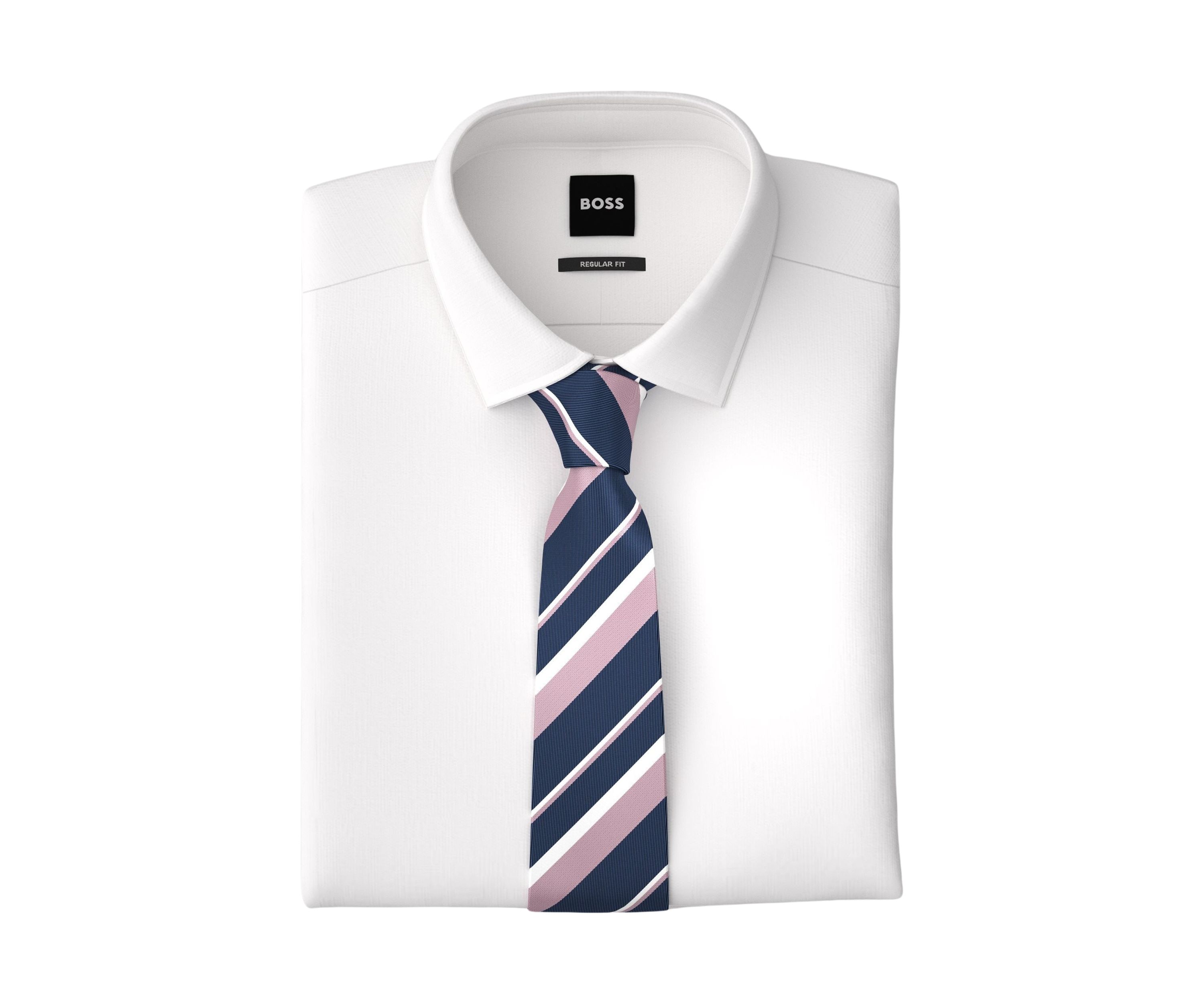 Striped Pastel Pink and Navy Blue Silk Tie