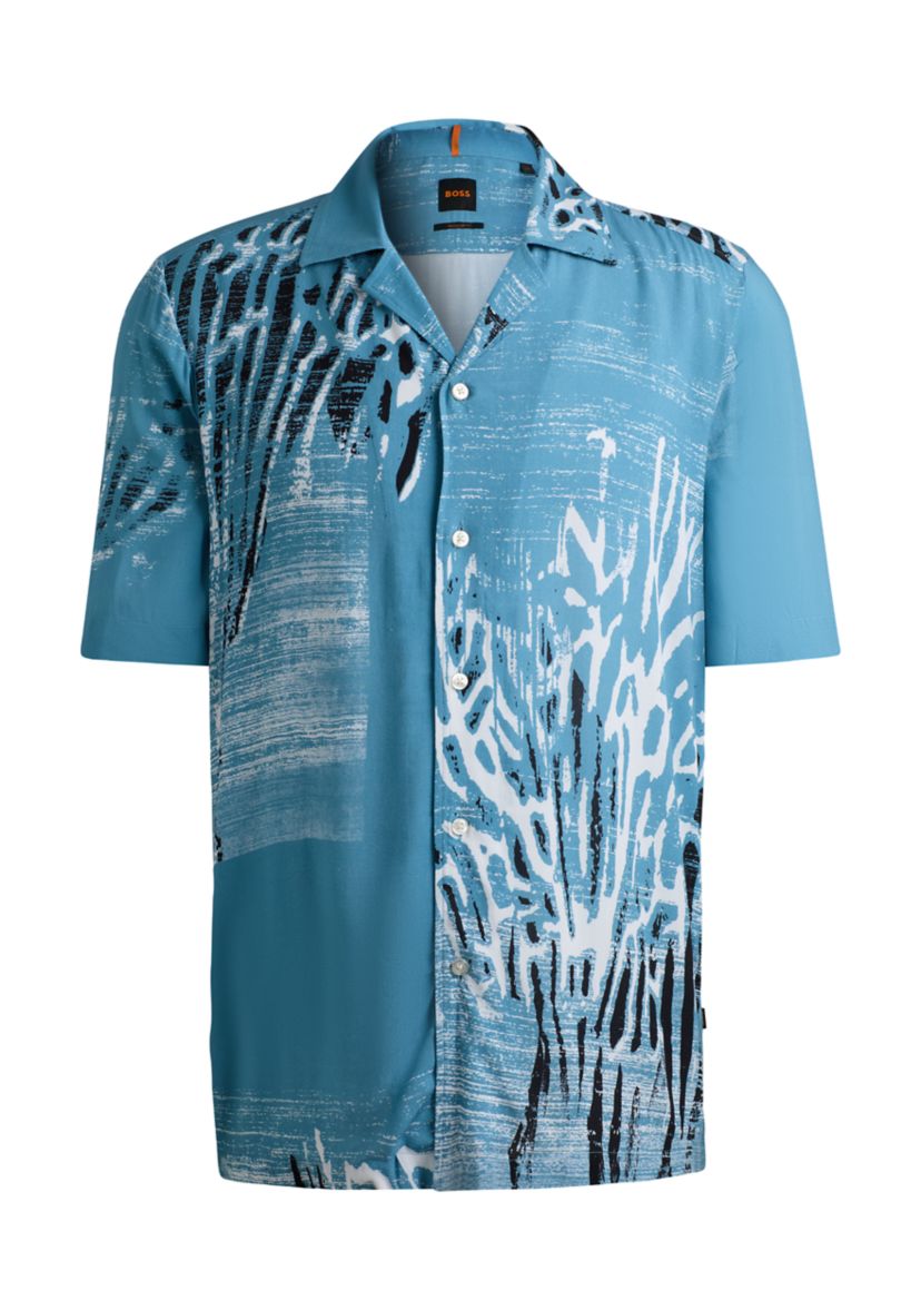 Mens Rayer Printed Button Down Shirt