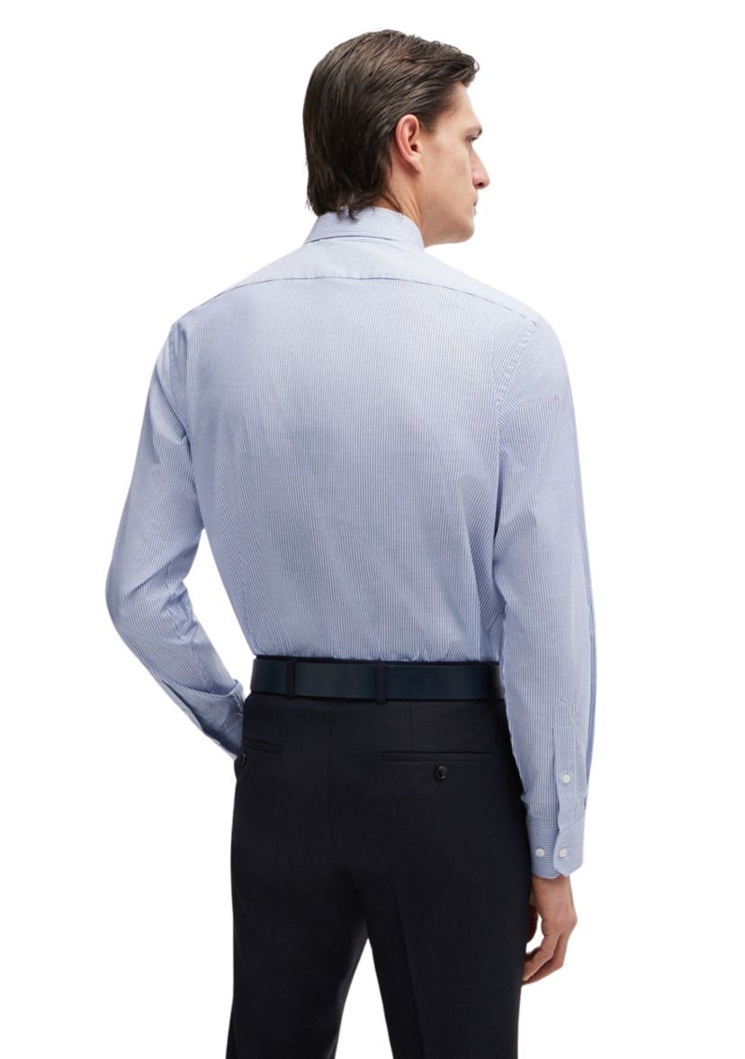 Mens  Vertical Stripe Cotton Shirt - Medium Blue 