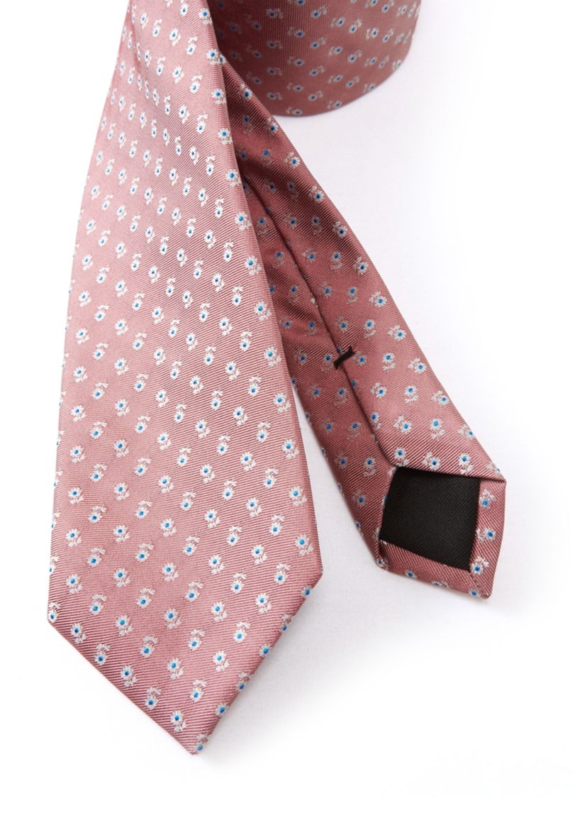 Floral Embroidered Satin Tie