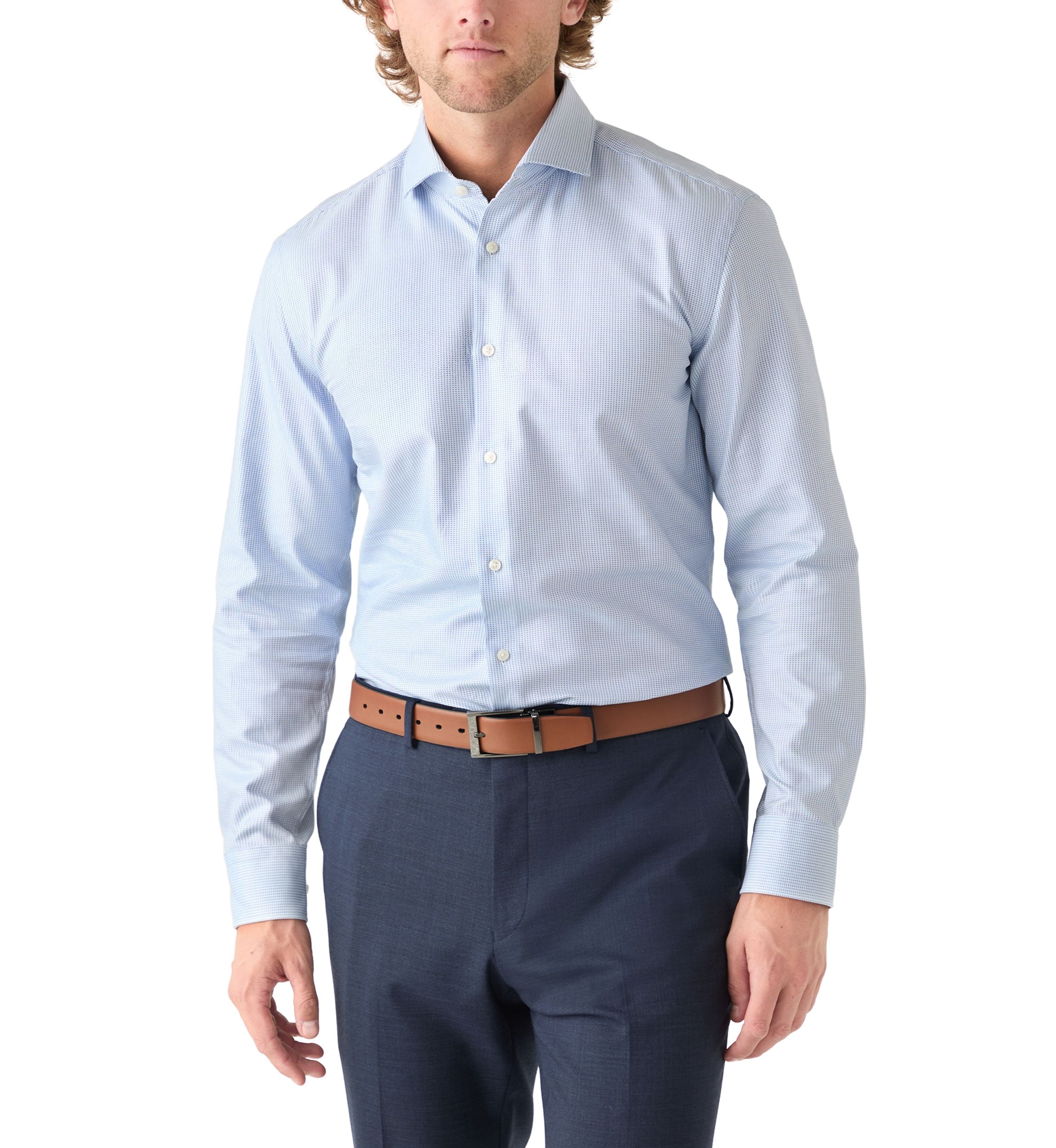 Mens Hank Spread Collar Printed Dress Shirt
