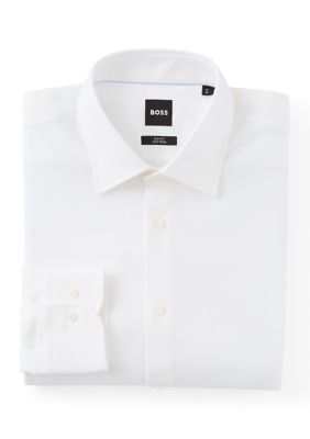 HUGO BOSS Men's Easy-Iron Slim-Fit Shirt in Stretch-Cotton Twill, 14.5 32/33