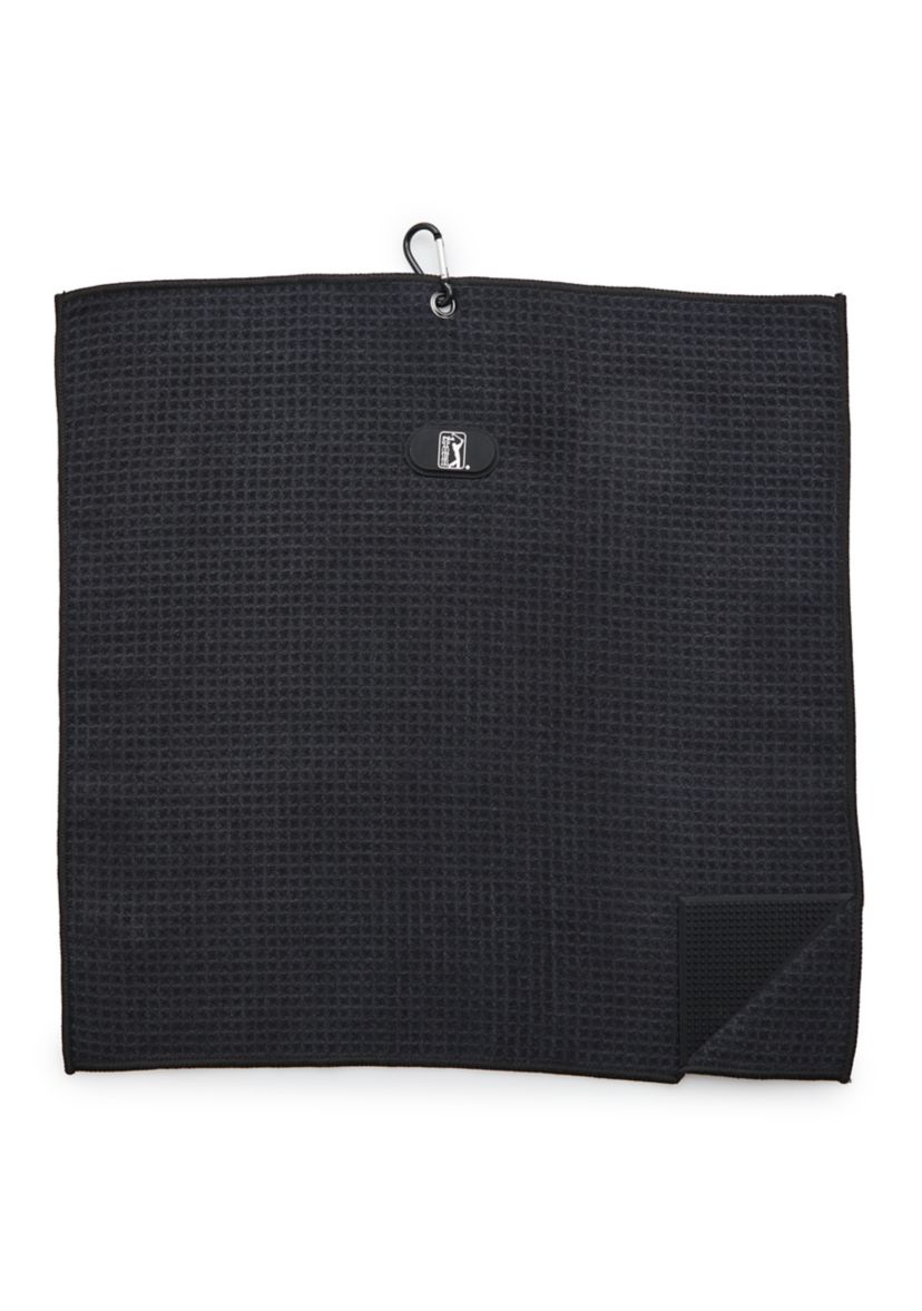 Mens Solid Waffle Magnet Golf Towel with Groove Cleaner