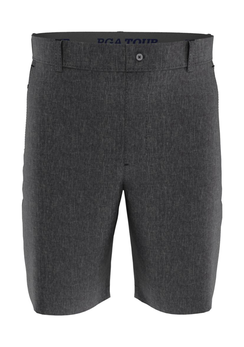 Mens Flat Front 9 Heather Shorts