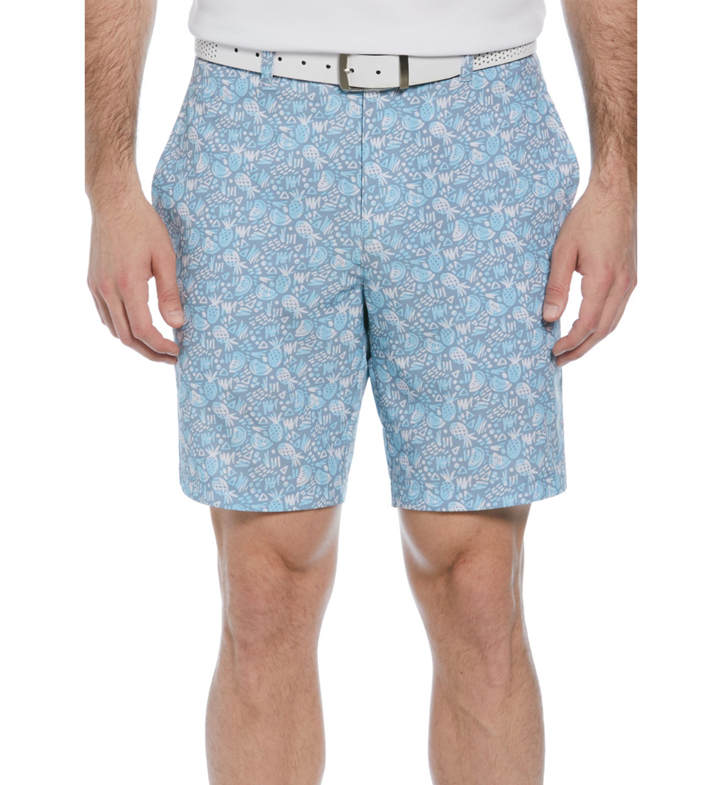 Mens 8" Pineapple Print Woven Golf Shorts