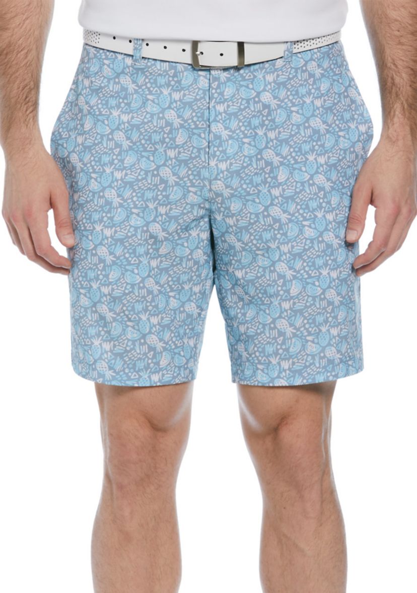 Mens 8" Pineapple Print Woven Golf Shorts