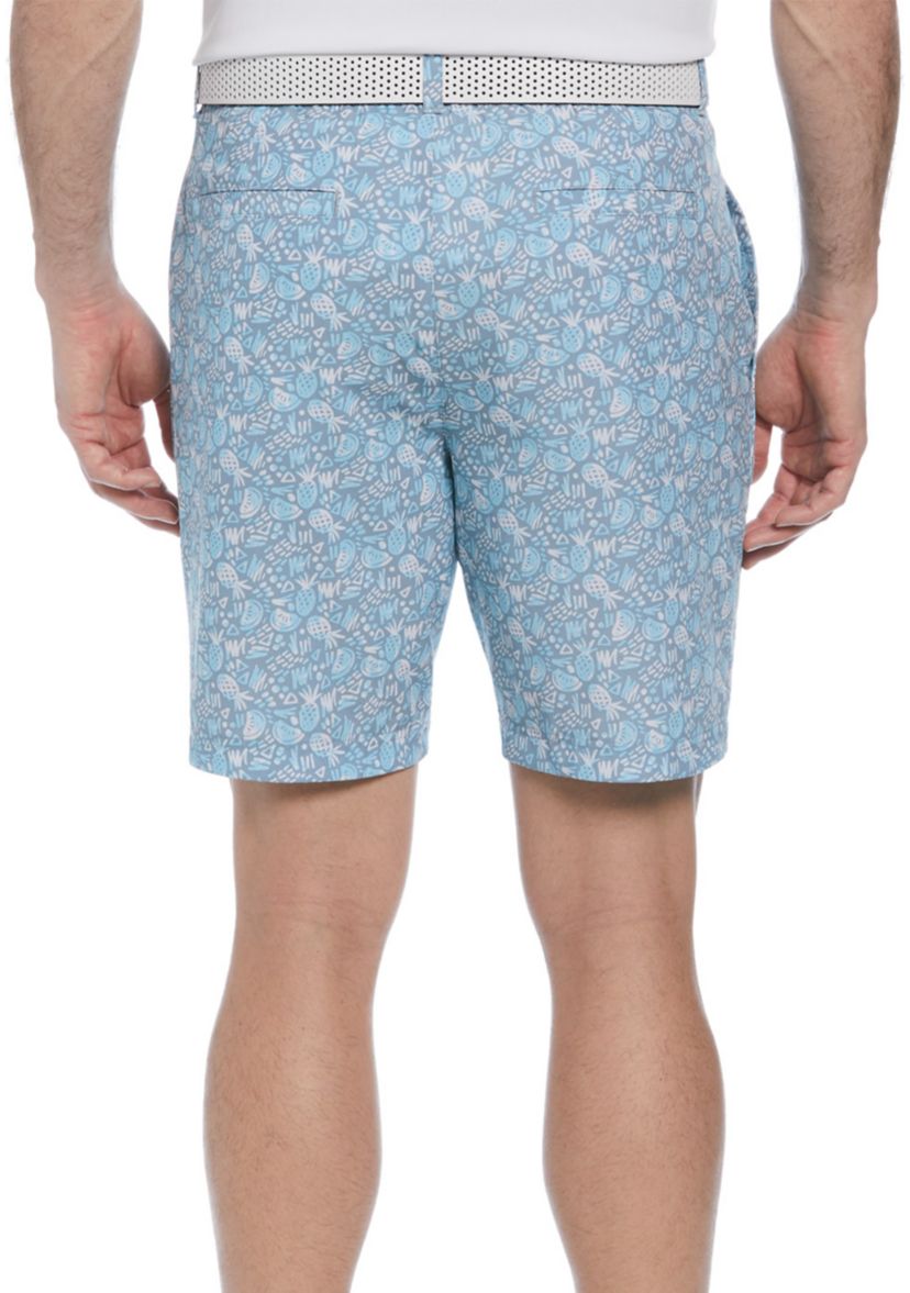 Mens 8" Pineapple Print Woven Golf Shorts