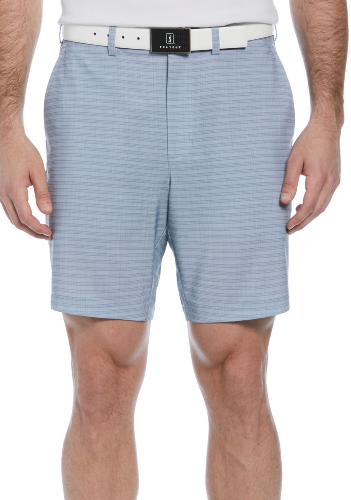 Mens Flat Front Stripe Printed Shorts