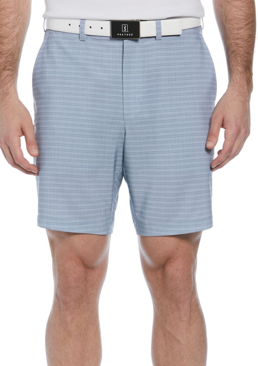 Mens Flat Front Stripe Printed Shorts