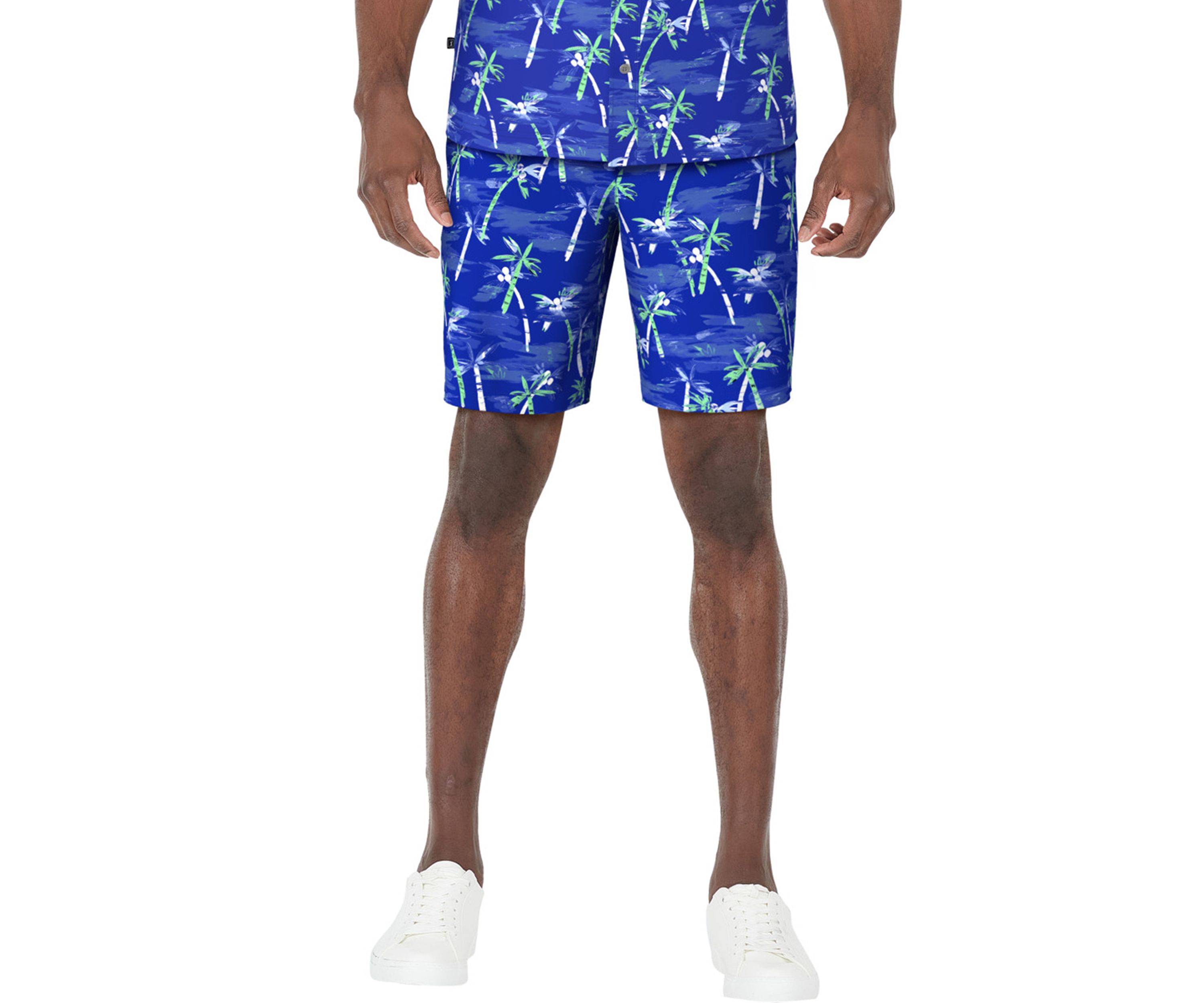 Mens 8 Watercolor Palm Trees Printed Shorts