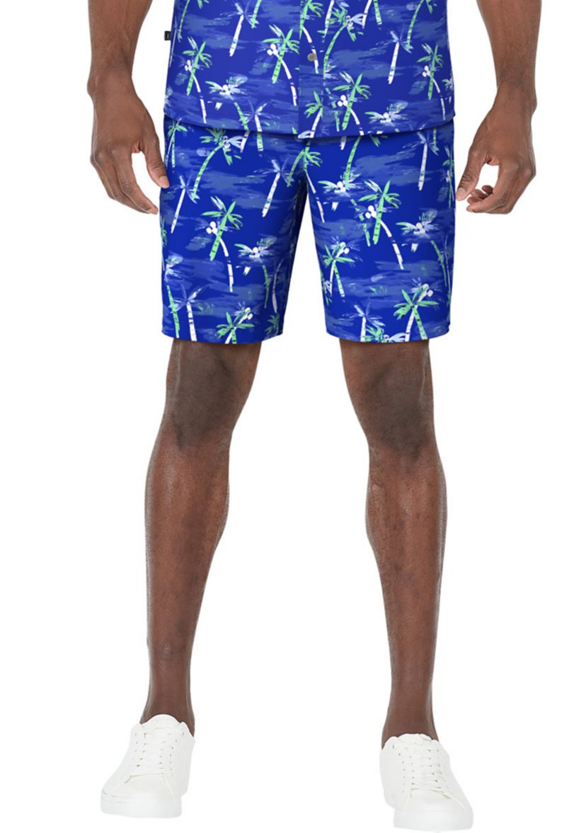 Mens 8 Watercolor Palm Trees Printed Shorts