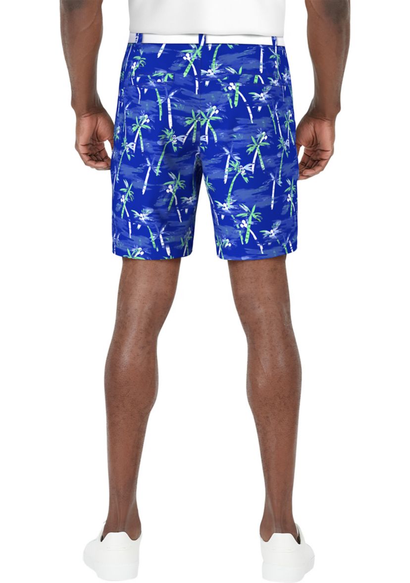 Mens 8 Watercolor Palm Trees Printed Shorts