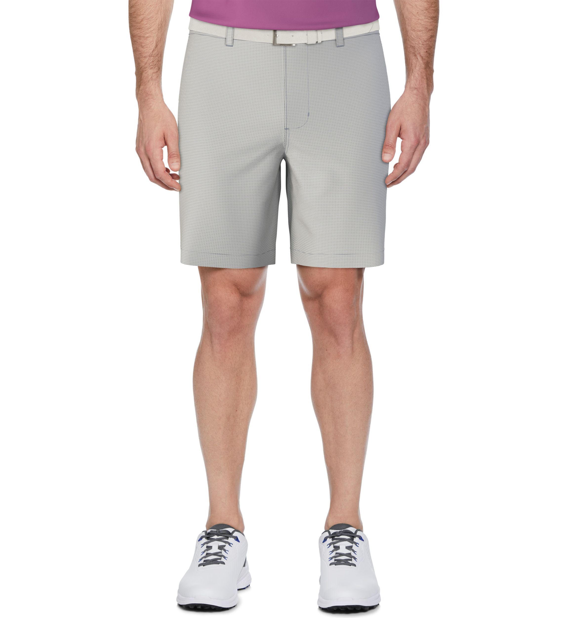 Mens Flat Front Active Waistband Horizontal Golf Print Shorts