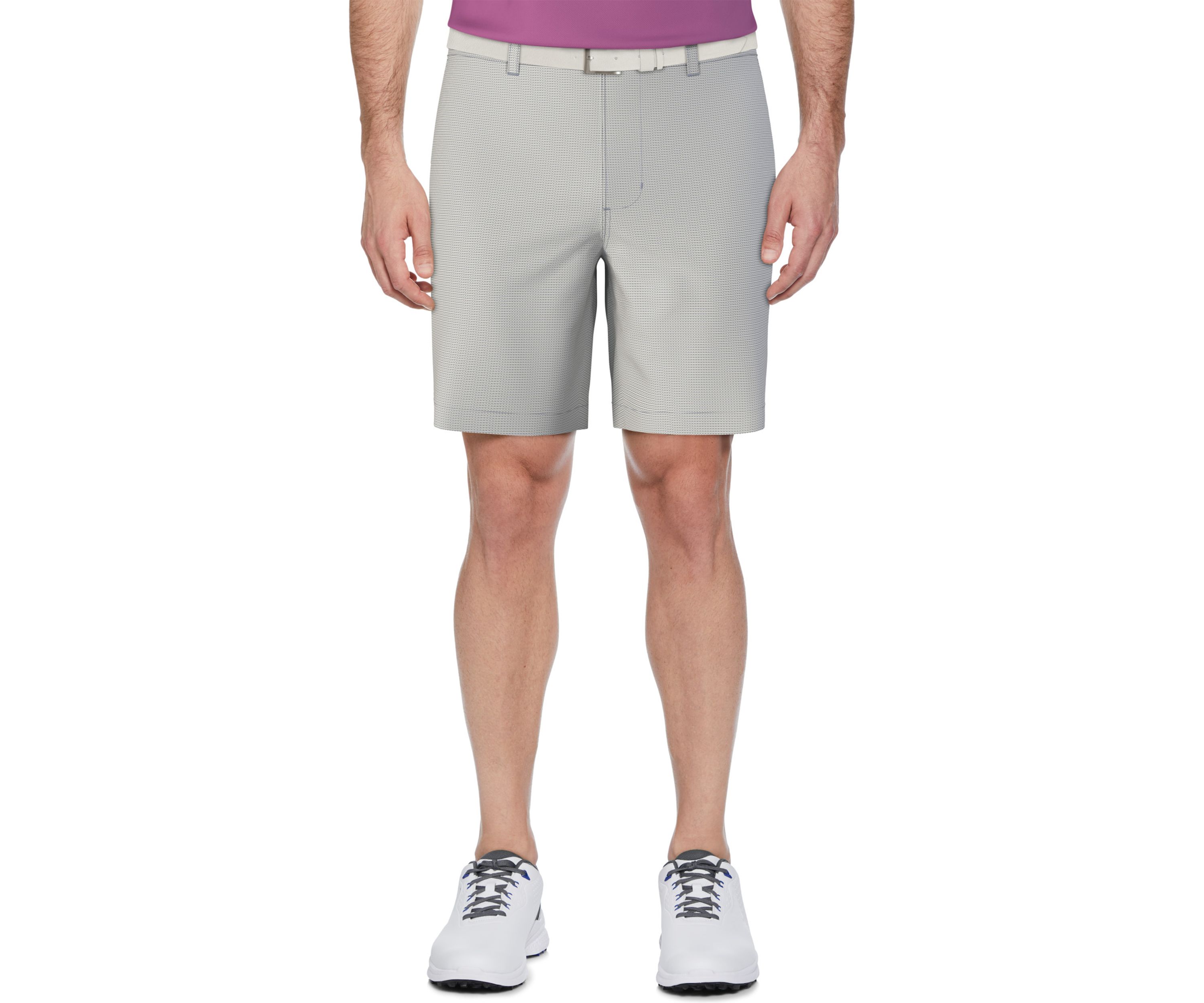 Mens Flat Front Active Waistband Horizontal Golf Print Shorts