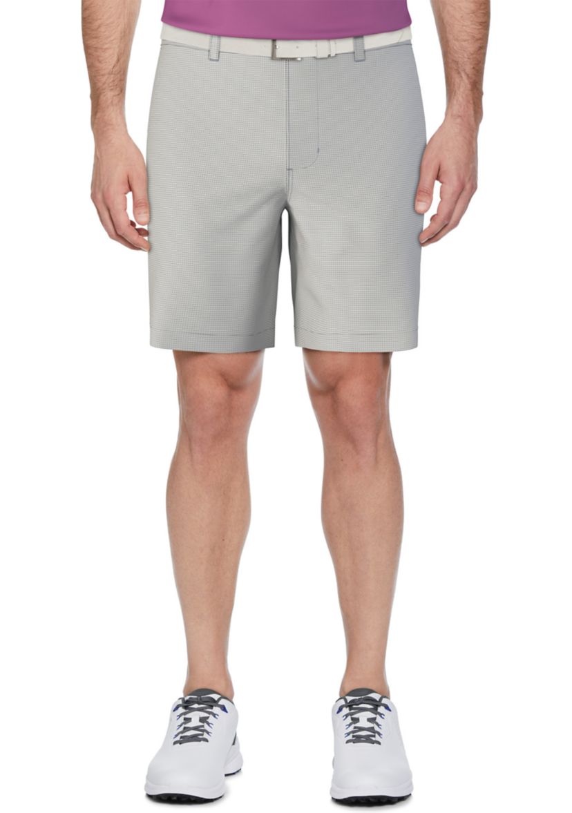 Mens Flat Front Active Waistband Horizontal Golf Print Shorts