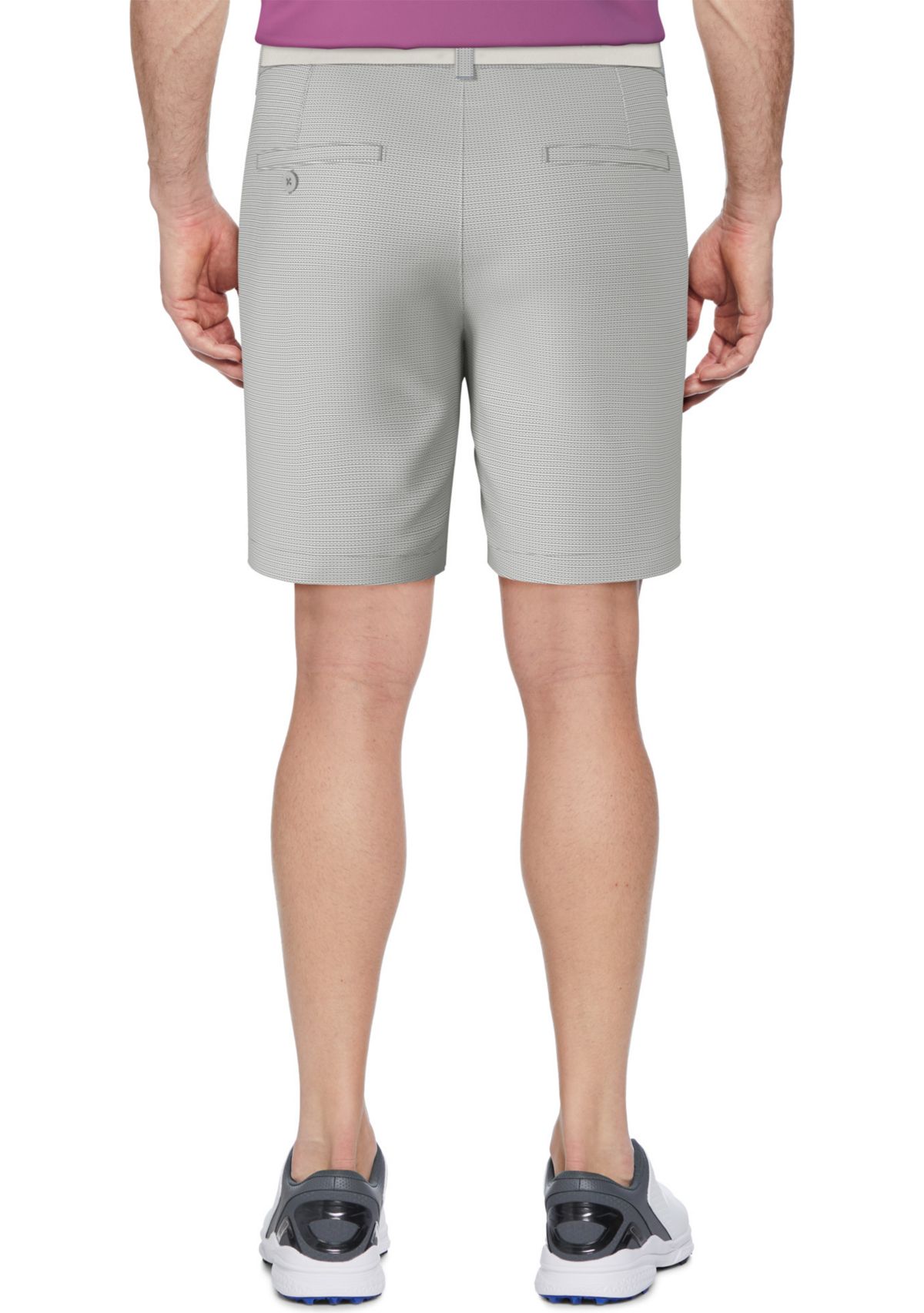 Mens Flat Front Active Waistband Horizontal Golf Print Shorts
