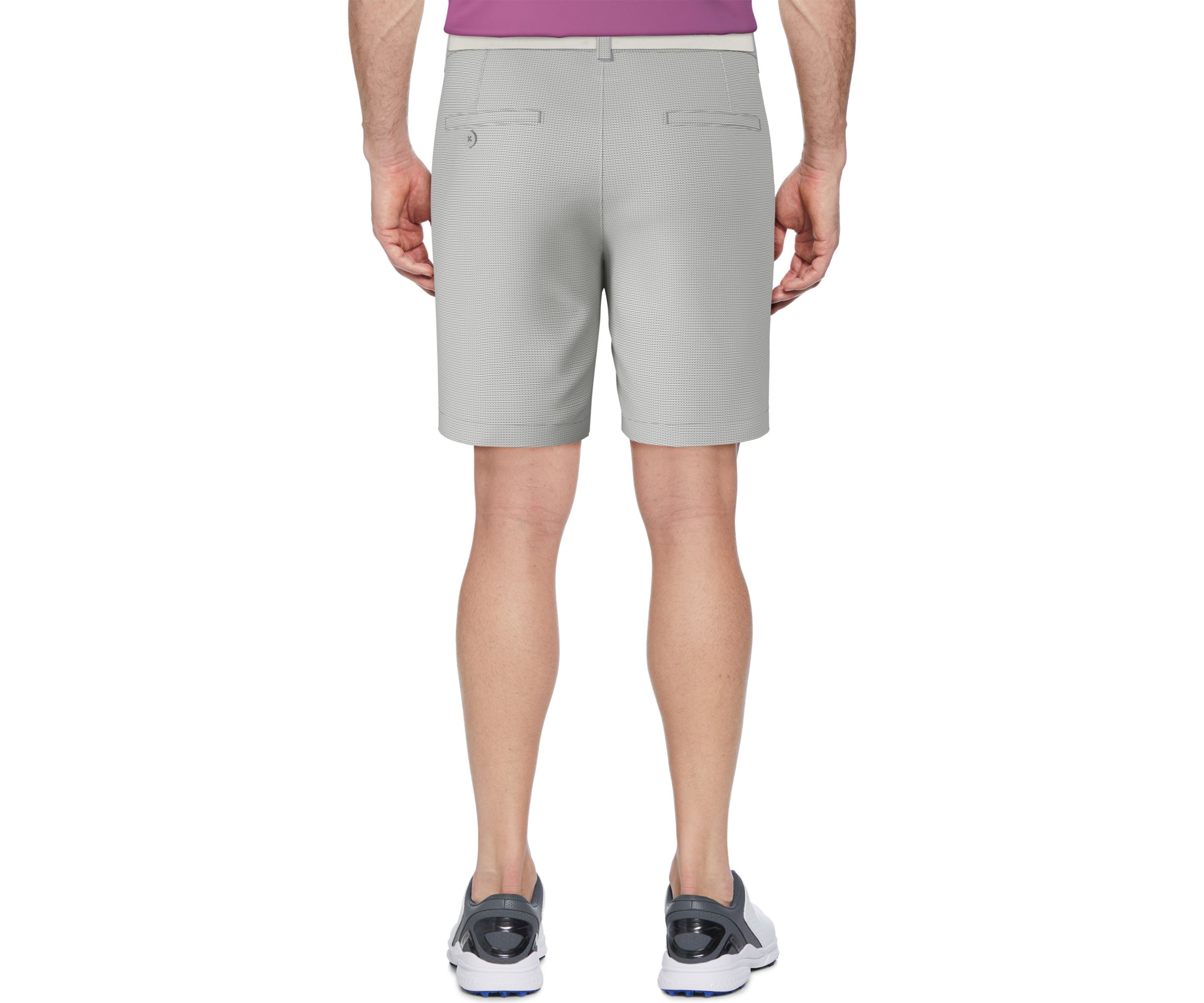 Mens Flat Front Active Waistband Horizontal Golf Print Shorts