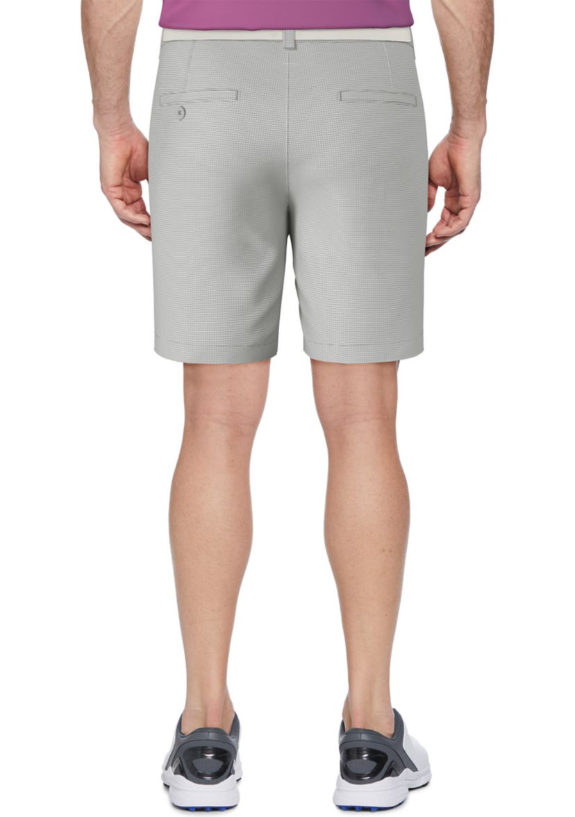 Mens Flat Front Active Waistband Horizontal Golf Print Shorts