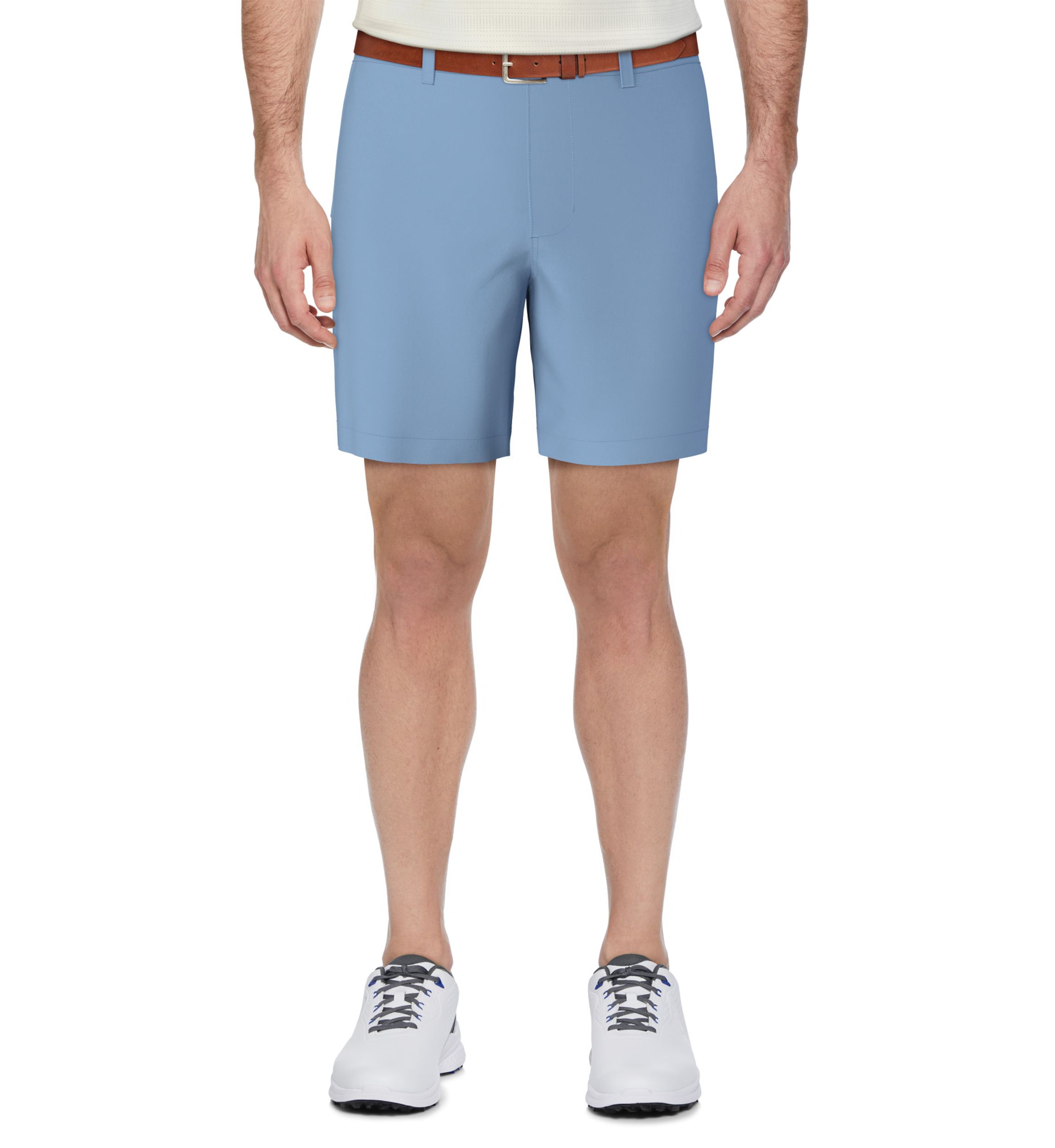 Mens 7" Sold Flat Front Active Waist Performance Stretch Shorts