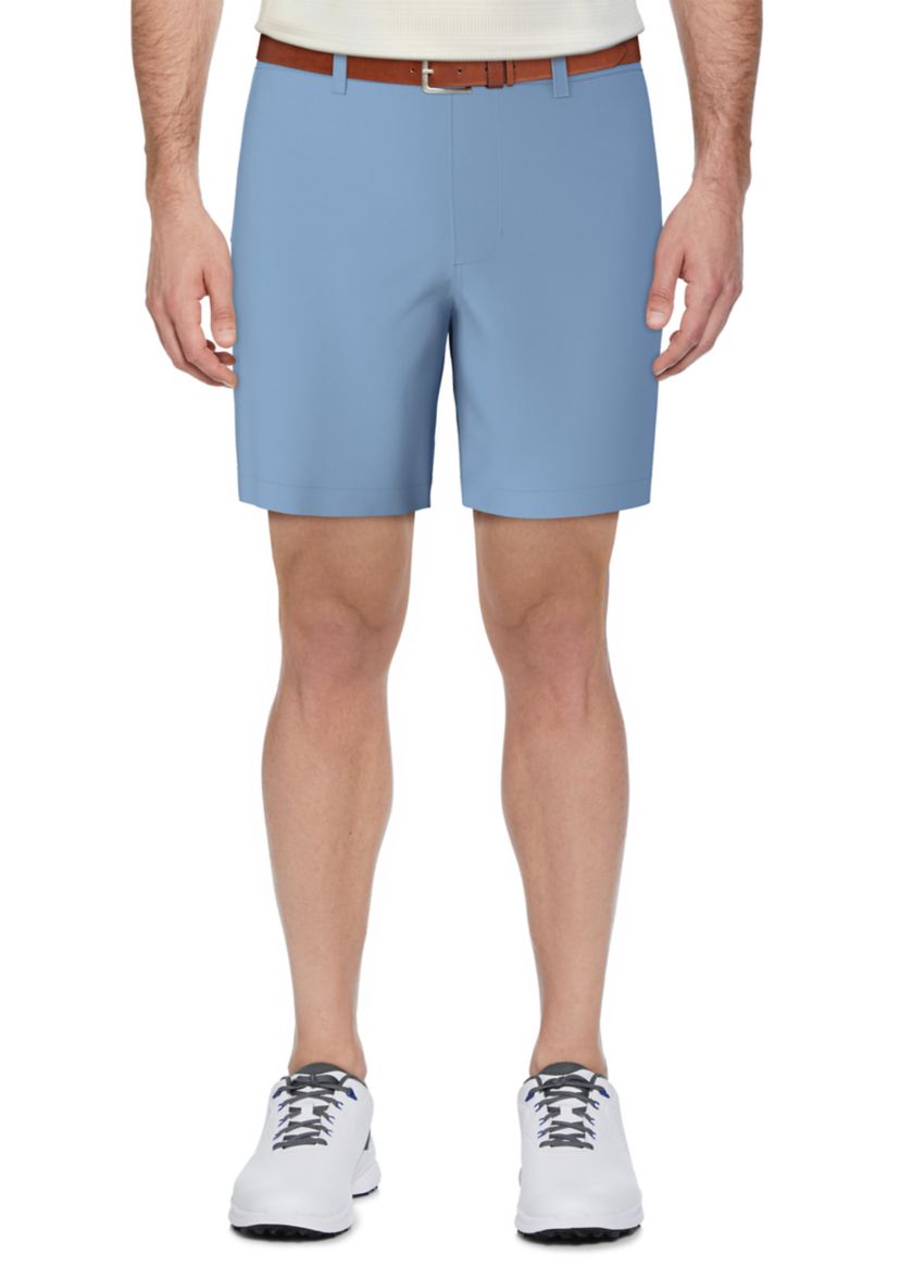 Mens 7" Sold Flat Front Active Waist Performance Stretch Shorts