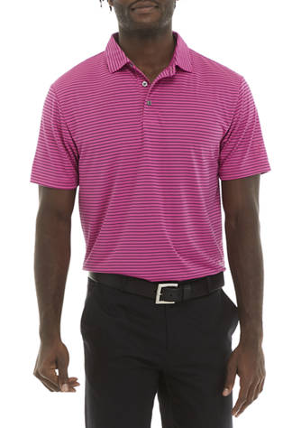 PGA TOUR Mens Short Sleeve Feeder Stripe Polo Shirt